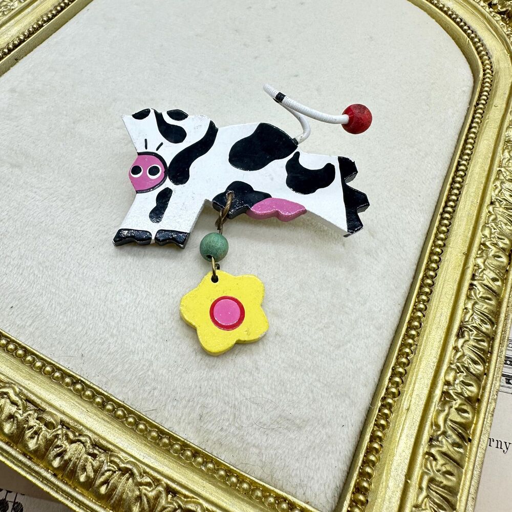Vintage Sevi Cow Pin Brooch